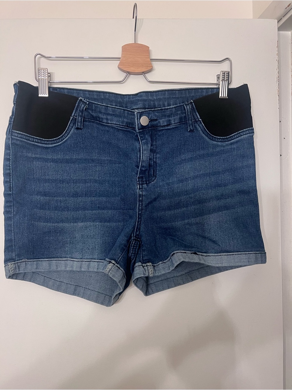 L Maternity Shorts side Stretch Panels denim early pregnancy comfort SHEIN